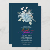 Elegant Blue Hydrangea | Vrijgezellenfeest van de  Kaart (Voorkant / Achterkant)