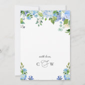 Elegant Blue Hydrangea Waterverf Bridal Luncheon Kaart (Achterkant)