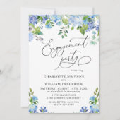 Elegant Blue Hydrangea Waterverf ENGAGTY Kaart (Voorkant)