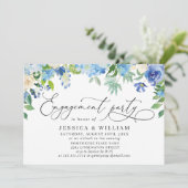Elegant Blue Hydrangea Waterverf ENGAGTY Kaart (Staand voorkant)