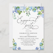 Elegant Blue Hydrangea Waterverf ENGAGTY Kaart (Voorkant)