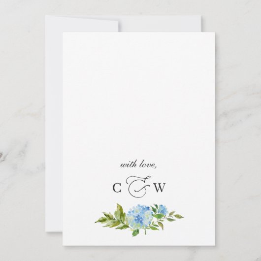 Elegant Blue Hydrangea Waterverf ENGAGTY Kaart (Achterkant)