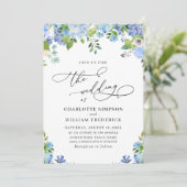 Elegant Blue Hydrangea Waterverf Greenery Wedding Kaart (Staand voorkant)