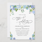 Elegant Blue Hydrangea Waterverf Greenery Wedding Kaart (Voorkant)
