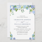 Elegant Blue Hydrangea Waterverf Greenery Wedding Kaart (Voorkant)