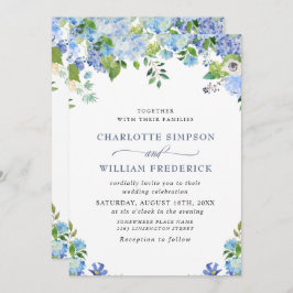 Elegant Blue Hydrangea Waterverf Greenery Wedding Kaart