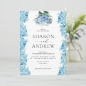 Elegant Blue Hydrangea Waterverf Kaart (Staand voorkant)