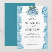 Elegant Blue Hydrangea Waterverf Kaart (Voorkant / Achterkant)