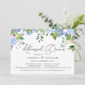 Elegant Blue Hydrangea Waterverf REHEARSAL DINNER Kaart (Staand voorkant)