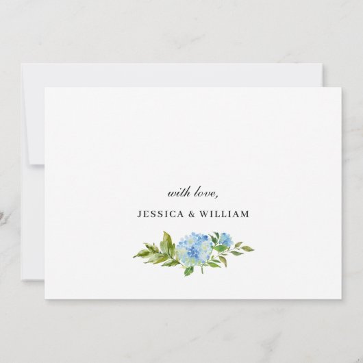 Elegant Blue Hydrangea Waterverf REHEARSAL DINNER Kaart (Achterkant)