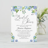 Elegant Blue Hydrangea Waterverf Vrijgezellenfeest Kaart (Staand voorkant)