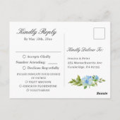 Elegant Blue Hydrangea Waterverf Wedding RSVP Briefkaart (Achterkant)