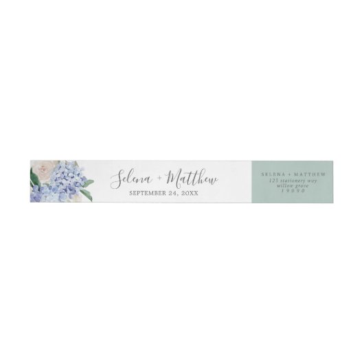 Elegant Blue Hydrangea Weddenschap Wrap rond label (Individueel)