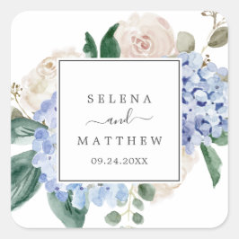 Elegant Blue Hydrangea Wedding Envelope zegels