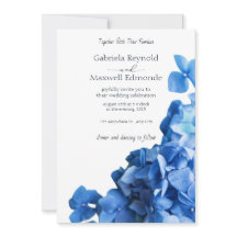 Elegant Blue Hydrangea Wedding Invitation
