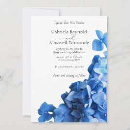 Elegant Blue Hydrangea Wedding Invitation Kaart