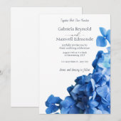 Elegant Blue Hydrangea Wedding Invitation Kaart (Voorkant / Achterkant)