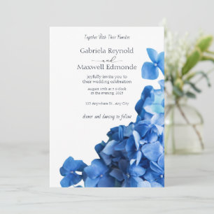 Elegant Blue Hydrangea Wedding Invitation Kaart