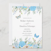 Elegant Blue Hydrangea Wedding Invitation Kaart (Voorkant)
