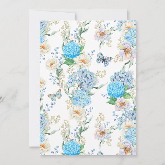 Elegant Blue Hydrangea Wedding Invitation Kaart (Achterkant)