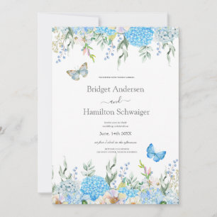 Elegant Blue Hydrangea Wedding Invitation Kaart
