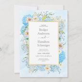 Elegant Blue Hydrangea Wedding Invitation Save The Date (Voorkant)