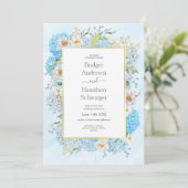 Elegant Blue Hydrangea Wedding Invitation Save The Date (Staand voorkant)