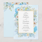 Elegant Blue Hydrangea Wedding Invitation Save The Date (Voorkant / Achterkant)