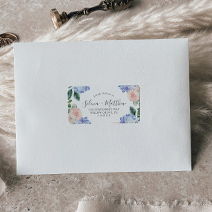 Elegant Blue Hydrangea Wedding RSVP Adresetiketten Etiket