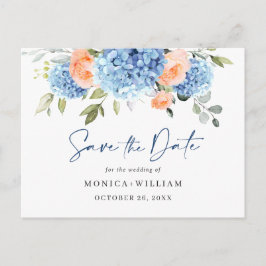 Elegant Blue Hydrangea Wedding Save the Date Briefkaart