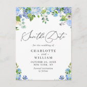 Elegant Blue Hydrangea Wedding Save the Date Briefkaart (Voorkant)