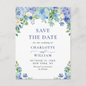Elegant Blue Hydrangea Wedding Save the Date Briefkaart (Voorkant)