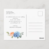 Elegant Blue Hydrangea Wedding Save the Date Briefkaart (Achterkant)