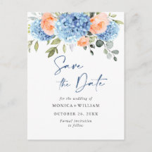 Elegant Blue Hydrangea Wedding Save the Date
