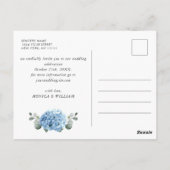Elegant Blue Hydrangea Wedding Save the Date Briefkaart (Achterkant)