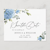 Elegant Blue Hydrangea Wedding Save the Date Briefkaart (Voorkant)