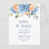 Elegant Blue Hydrangea Wedding Save the Date Briefkaart (Voorkant)