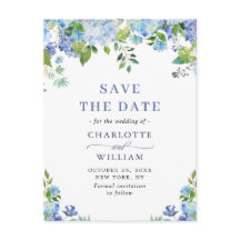 Elegant Blue Hydrangea Wedding Save the Date