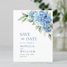 Elegant Blue Hydrangea Wedding Save the Date