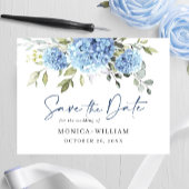 Elegant Blue Hydrangea Wedding Save the Date Briefkaart