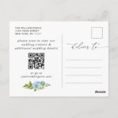 Elegant Blue Hydrangea Wedding Save the Date Briefkaart (Achterkant)