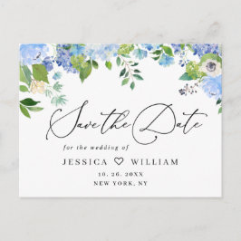 Elegant Blue Hydrangea Wedding Save the Date Briefkaart