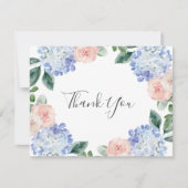 Elegant Blue Hydrangea | White Bedankt Card (Voorkant)