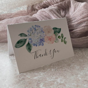 Elegant Blue Hydrangea   White Bedankt Card