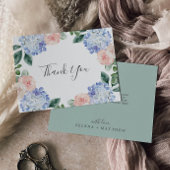 Elegant Blue Hydrangea | White Bedankt Card