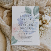 Elegant Blue Hydrangea White Faded Floral Wedding Kaart