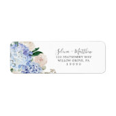 Elegant Blue Hydrangea White Return Address Label (Voorkant)