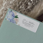 Elegant Blue Hydrangea White Return Address Label