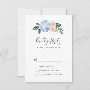 Elegant Blue Hydrangea   White Simple RSVP-kaart RSVP Kaartje