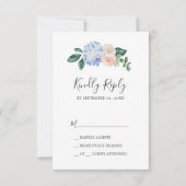 Elegant Blue Hydrangea | White Simple RSVP-kaart RSVP Kaartje (Voorkant)